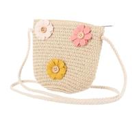 VALICLUD Little Girls Straw Bag, Handwoven Shoulder Bag for Summer, Cute Shoulder Bag with Flower Motif for Leisure and Excursions