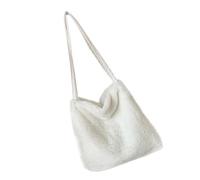 VALICLUD Lovely Winter Shoulder Pouch Portable Plush Bag for Girls Student Handheld and Crossbody in White