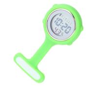 VALICLUD Luminous Digital Nurse Pocket Watch with Silicone Housing and Safety Pin Quiet Electronic Fob Watch for Professionals Travel Hiking and Daily Use Green