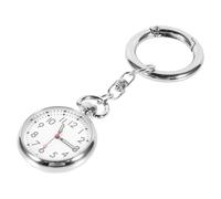VALICLUD Luminous Watch with Key Ring Stainless Steel Pocket Nurse Watch Silver Glow the Dark for Staff Nurses Work Clothes and Holiday
