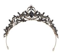 VALICLUD Luxury Black Crown Tiara Headband for Women Handmade Alloy Rhinestone Vintage Baroque Bridal Headpiece with Multifunctional Appeal Suitable for Elegant Events and Halloween