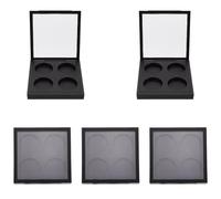 VALICLUD Magnetic Buckle 4-Color Eyeshadow Palette Empty Storage Cases with Plastic Lid, Refillable Black Eye Cosmetics Holder for Travel and Makeup Organization, 5pcs