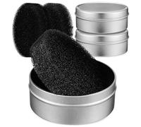 VALICLUD Makeup Brush Cleaner Iron and Polyurethane Sponge Tool with Replacement Sponges 3 Set Light and Portable Brush Cleaning Box, Washable for Home and Salon Use