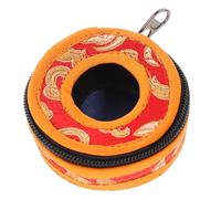 VALICLUD Meditation Bell Storage Box and Secure Storage Red Cotton Cloth with Delicate Embroidered Patterns Small 7.5cm Diameter Cymbal Bell Holder for Temple and Buddha Use
