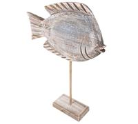 VALICLUD Mediterranean Style Wooden Fish Sculpture Nautical Beach Decor Hand Carved Fish Figurine Ornament for Living Office Cottage Desktop Decoration