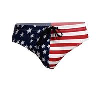 VALICLUD Men Swimwear Briefs USA Flag Print Breathable Beach Sports Trunks Comfortable Triangle Underpants for Swimming Surfing