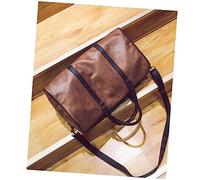 VALICLUD Men's PU Leather Travel Holdall Bag Strong Zipper Luggage Sleeve for Suitcase Adjustable Shoulder Strap Overnight Bag for Business Gym Shopping Beach