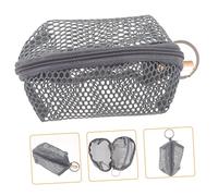 VALICLUD Mesh Cosmetic Bag and Mini Coin Purse Simple Wallet Travel Makeup Storage Pouch for Women in Dusk Grey