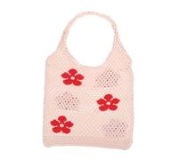 VALICLUD Mesh Grocery Bag Capacity Casual Tote for Beach Travel Shopping Lightweight Stylish Flower Pattern Design Practical for Everyday Use
