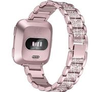 VALICLUD Metal Alloy Watch Band with Rhinestones for / 2, Rose Pink Replacement Strap, Smartwatch Accessories Compatible with Versa Series, Sturdy Wristband for Daily Wear
