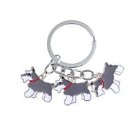VALICLUD Metal Dog Tag Keychain Creative Pendant Keyring for Women Car Ring Schnauzer Grey Design