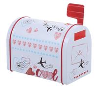 VALICLUD Metal Tinplate Candy Box with Lid, White Mailbox Design, Holiday Biscuit Storage Container for Valentine’S Day and Party Favors