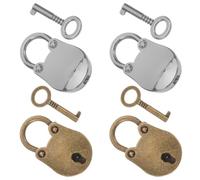 VALICLUD Mini Bear Head Shaped Padlock Zinc Alloy Material with Key 4pcs Smooth Operation and Secure Locking, Vintage Antique Finish, for Jewelry Boxes, Wooden Suitcases, and Diaries