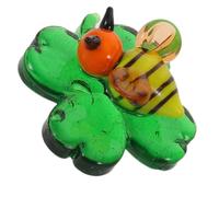 VALICLUD Mini Glass Four Leaf Clover Figurine with Ladybug for Table Decor | Hand Blown Translucent Green Collectible, Realistic Style for Tiered Tray, Mantel, St Patricks Day Display