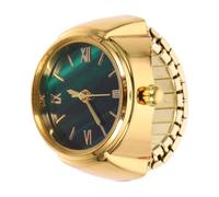 VALICLUD Mini Green Watch Finger Ring Novelty Watches Hands Roman Numeral Waterproof Tiny Mini Small ES for Men Jewelry Zinc Alloy Golden