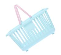 VALICLUD Mini Plastic Storage Basket with Handle, Compact Organizer for Bathroom and Desk, Blue and Pink Small Shopping Bin for Snacks and Fruits