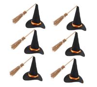 VALICLUD Mini Witch Hat and Tiny Broom Set Handwoven Felt Witch Hats and Mini Brooms for Halloween Crafts Tabletop Decor Party Favors Compact Space Friendly Wizard Accessories