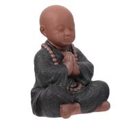 VALICLUD Miniature Black Pottery Tea Pet Buddha Statue Chinese Style Little Monk Figurine for Tea Tray and Home Decor Sturdy Zen Ornament with Creative Carving and Delicate Details Buddha