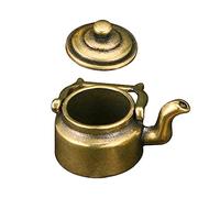 VALICLUD Miniature Brass Teapot Ornament Retro Style Handheld Craft Decor for Home Office Tearoom Collectible Desktop Adornment
