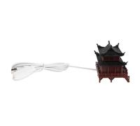 VALICLUD Miniature Chinese Pavilion Ornament with Decorative Light Source, Sturdy Pla Material, Intricate Asian Design for Bonsai and Fairy Garden Tabletop Decor in Living Rooms