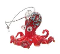 VALICLUD Miniature Glass Octopus Ornament in Red with Crystal Finish and Delicate Textures, Versatile Ocean Animal Figurine for Desk or Office Desk Decoration, 4.8x4.8x3cm Hand Blown