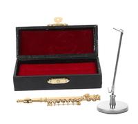 VALICLUD Miniature Metal Flute Model Realistic Tiny Flute Instrument Adornment for Desktop Display Music Studio Props