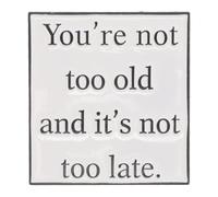 VALICLUD Minimalist Motivational Metal Lapel Pin with Uplifting Quote You Re Not Too Old 's Not Too Late Jewelry Accessory for Backpacks Hats Apparel Party Favors