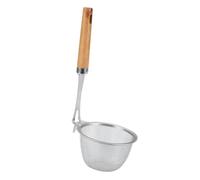 VALICLUD Multi-Function Stainless Steel Noodle Basket Strainer with Wooden Handle Fine Mesh Pasta Pot Food Strainer for Household Kitchen Comfortable Grip Wear-Resistant Colander Easy
