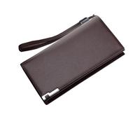 VALICLUD Multifunctional Men S Long Zipper Wallet Large Capacity Storage Purse Coffee Color Easy Carry Secure Closure for Credit Cards Id