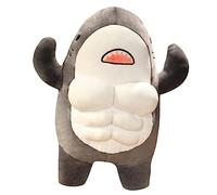VALICLUD Muscular Stuffed Shark Doll Soft Plush with Realistic Eyes and Teeth Adorable Grey Shark Pillow for Bedroom Office Car Washable Ocean Animal Plush for Boys
