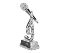 VALICLUD Music Trophy Microphone Award with Musical Notes Design for Karaoke Parties and School Events Silver Singing Contest Decoration