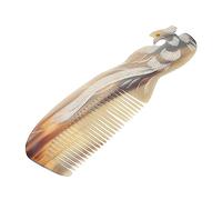 VALICLUD Natural Ox Horn Massage Comb Anti-static Hair Comb for Women and Girls, Creative Single-sided Carved Yak Horn, Random Natural Color for Daily Hair Care