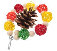 VALICLUD Natural Pine Cone and Rattan Ball Parrot Chewing for Birds, Hanging Bite-Resistant Bird Chew for Large Parakeets and Parrots, Pet Foraging Plaything