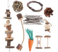 VALICLUD Natural Small Pet Chew Set for Hamsters, Rabbits, Guinea Pigs, and Chinchillas - 9pcs Molar Chewing Accessories for Dental Care and Play