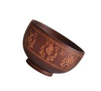 VALICLUD Natural Wooden Food Bowl Large Polished Smooth Eight Treasures Design Healthy Tableware for Family Gatherings Restaurants