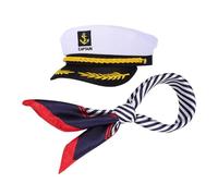 VALICLUD Nautical Captain Hat Scarf Set for Men Accessories for Themed Parties Cosplay Events Durable Stylish Design