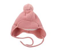 VALICLUD Newborn Winter Knitted Beanie Hat with Tie Strap Soft Breathable Woolen Cap for Boy Girl and Cozy Fall and Winter Earflap Hat for Everyday Wear and Outdoor Activities Cute Girl Pink