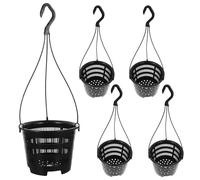 VALICLUD of Black Hanging Flowerpots Easy to Display and Practical Plant Pots 5 Sets with Modern Simple Design for Orchids and Suitable for Indoor and Outdoor Use