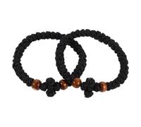 VALICLUD Orthodox Prayer Rope Bracelet with Cross Black 2pcs for Men Women