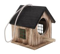 VALICLUD Outdoor Parrot Nesting Box 16x16x18.5cm Black Wooden Birdhouse with Rainproof Breeding Chamber for Small Birds Parakeet Cockatiel Mating and Incubation