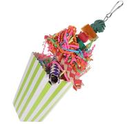 VALICLUD Parrot Chewing Hanging Bite-Resistant Small Bird for Cage with Natural Chewable Striped Snack Bucket, DIY Suspended Teething for Parrots and Small Birds Random Color Random Color