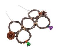 VALICLUD Parrot Toy Hanging Circle Bird Cage Chewing Ring Natural Woven Branch 5-ring Double Row Swing for Cockatiels Budgies and Small Birds