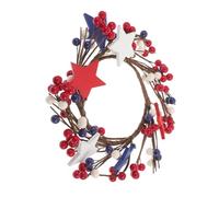 VALICLUD Patriotic of July Candle Ring with Red White Blue Faux Berries Lightweight Table Centerpiece for Dining Versatile Independence Day and Memorial Day Decoration