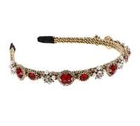 VALICLUD Pearl Rhinestone Thin Edge Headband for Women, Decorative Chic Hair Accessory Gold Wire Wrap, Red Wedding Hairband Suitable for Parties and Daily Wear