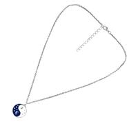 VALICLUD Pendant Necklace with Chain for Men Chinese Philosophy Taichi Amulet Jewelry Stylish Black and White Embossed Star Moon Collarbone Accessory