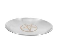 VALICLUD Pentacle Gold Plate Pentagram Plate Tarot Theme Tealight Tray Witchcraft Small Round Tray Decorations Candle Stainless Steel Silver