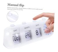 VALICLUD Perpetual Manual Flip Desk Calendar Clock with Clear Date Display Stable Abs Material Elegant Desktop Clock for Home Office Bedroom Kitchen Use