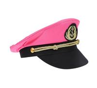 VALICLUD Pink Embroidered Cotton Captain Hat for Women Breathable Nautical Sailor Costume Accessory for Parties Halloween Cosplay Sailboat Events Comfortable Sun Blocking Design