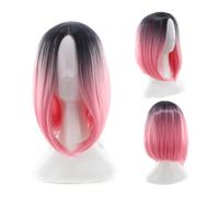 VALICLUD Pink Gradient Wig Synthetic Bob Wig Lace Front for Cosplay and Halloween Events Featuring Gradient Bob Hair Style for Women