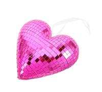 VALICLUD Pink Heart Disco Ball Mirror Ornament Reflective Glass Pendant for Wedding Party Valentine S Day Ceiling and Wall Hanging Decoration Retro Style